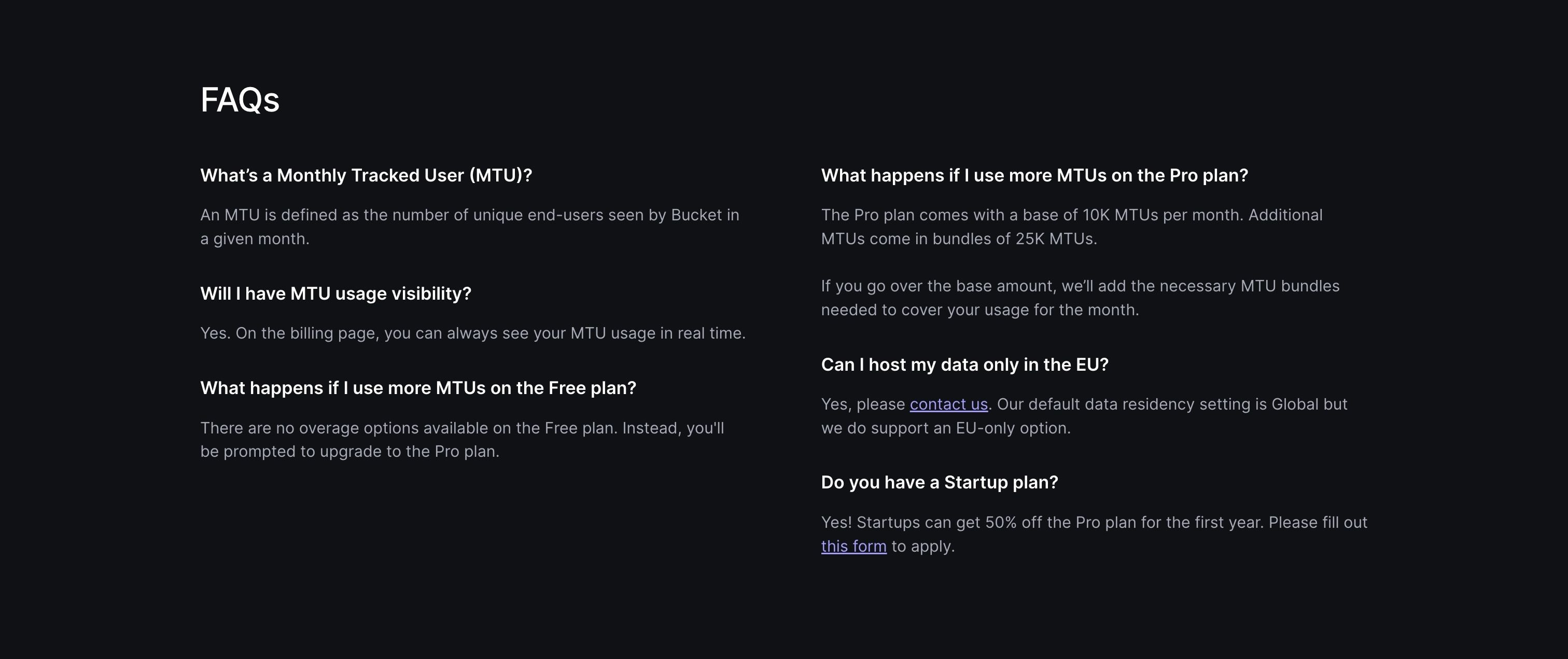 Bucket — FAQs