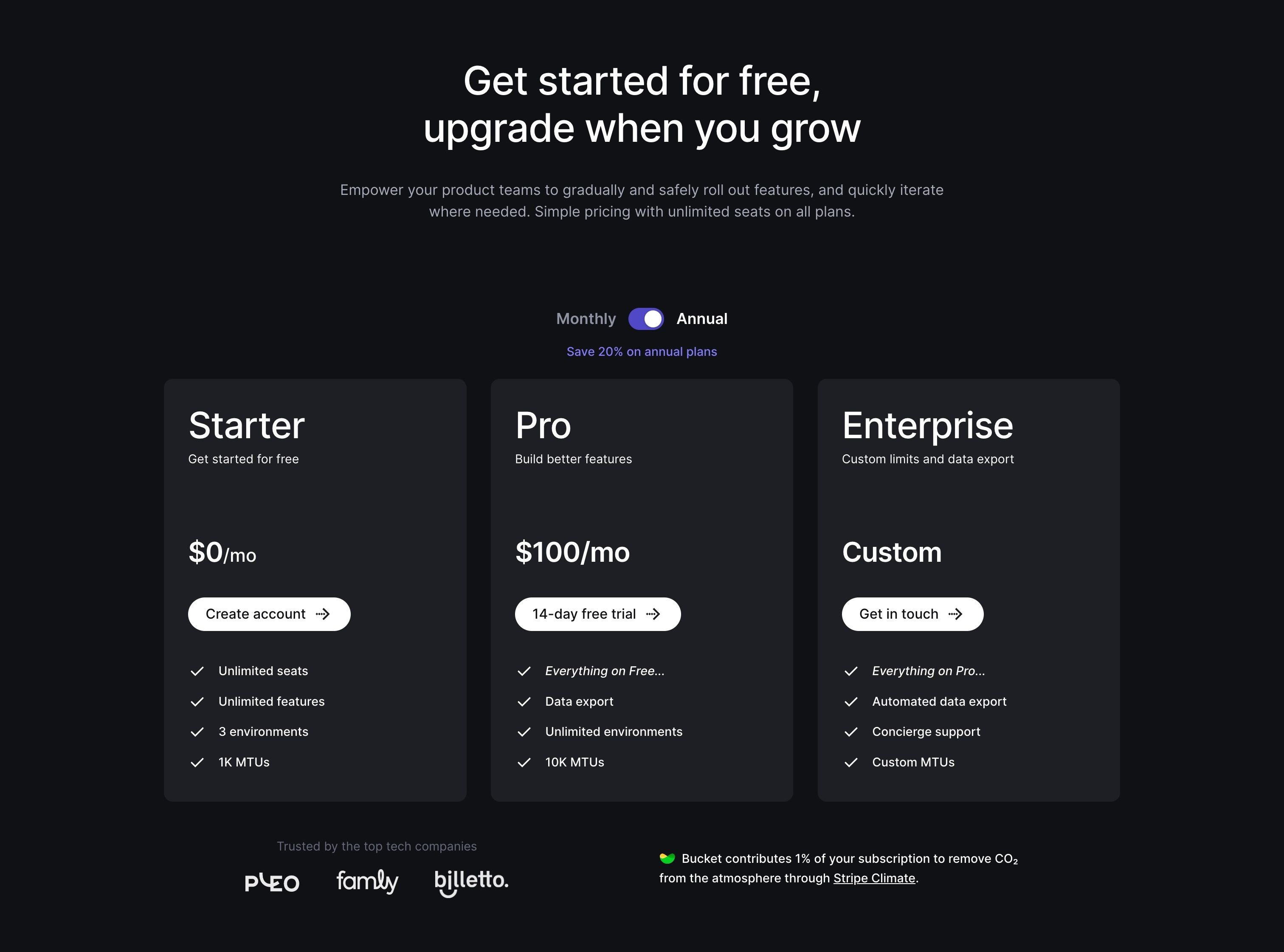 Bucket — Pricing