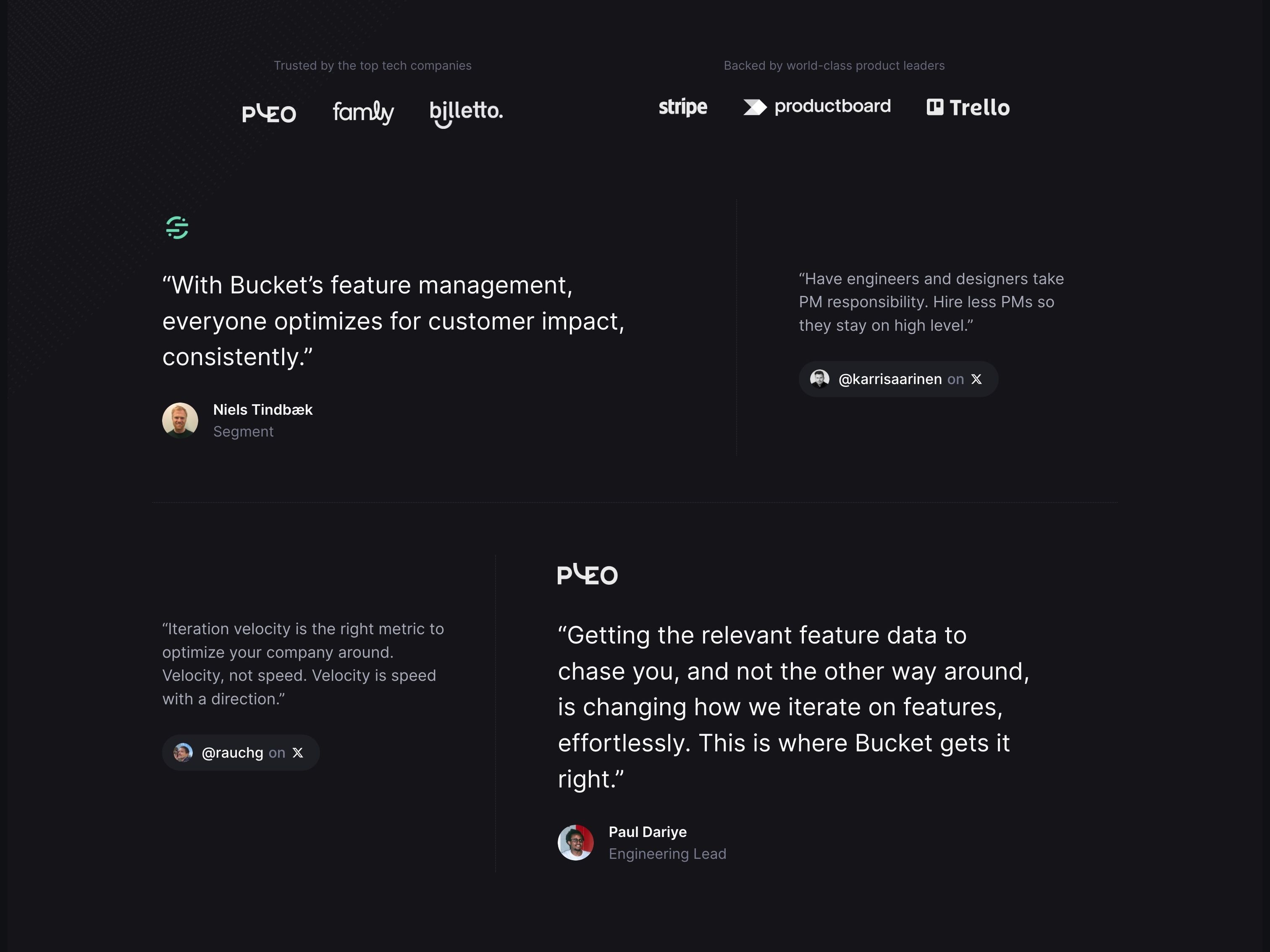 Bucket — Testimonials