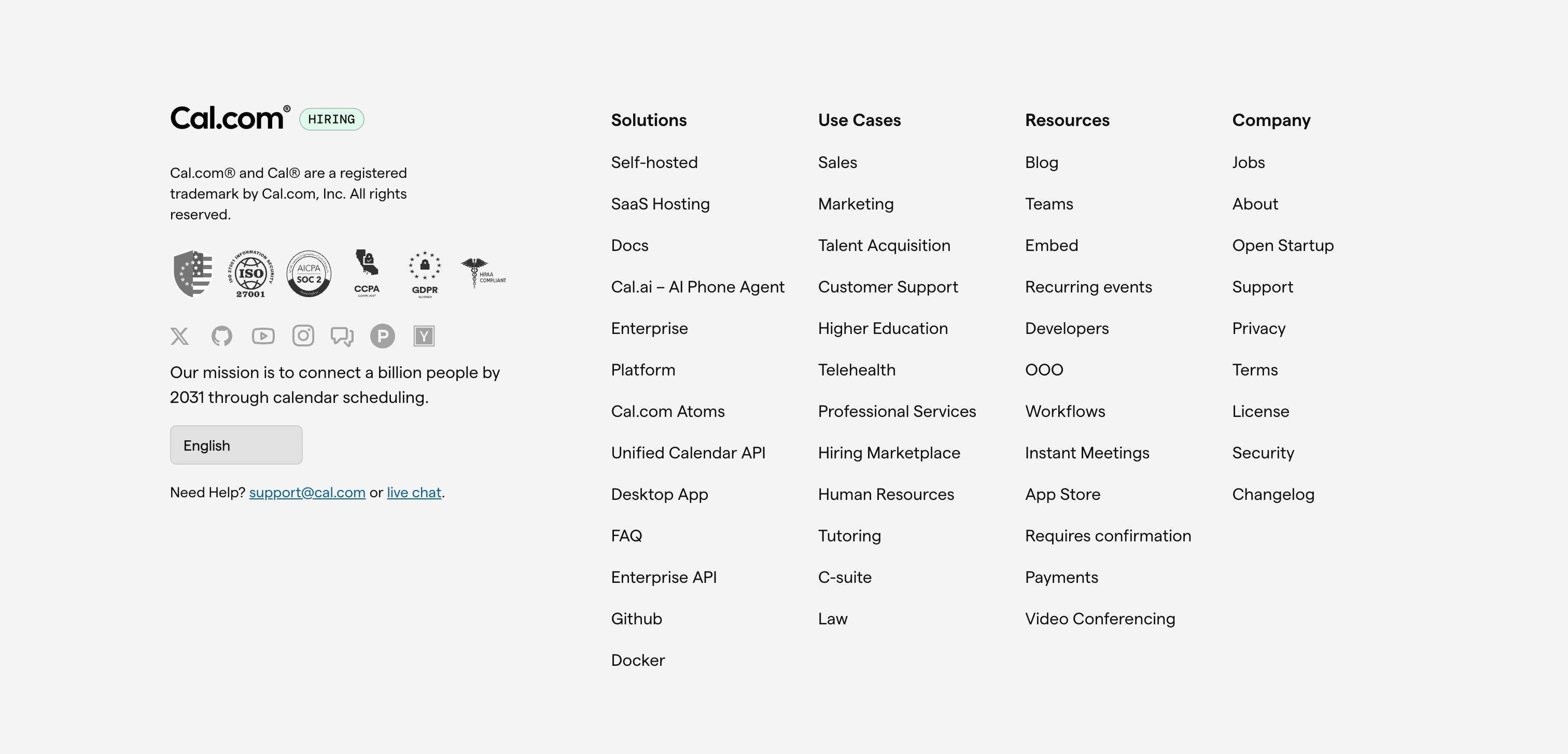 Cal.com — Footer