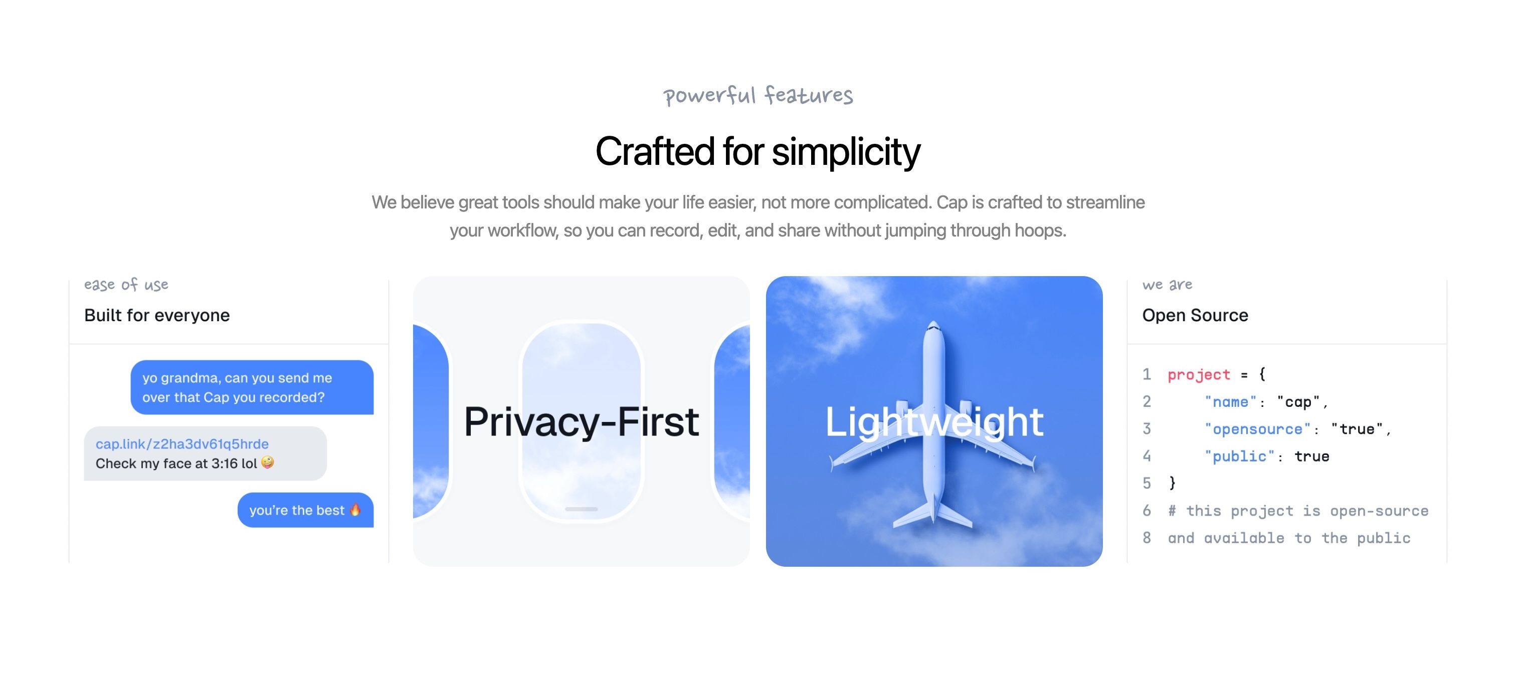 Cap — Features