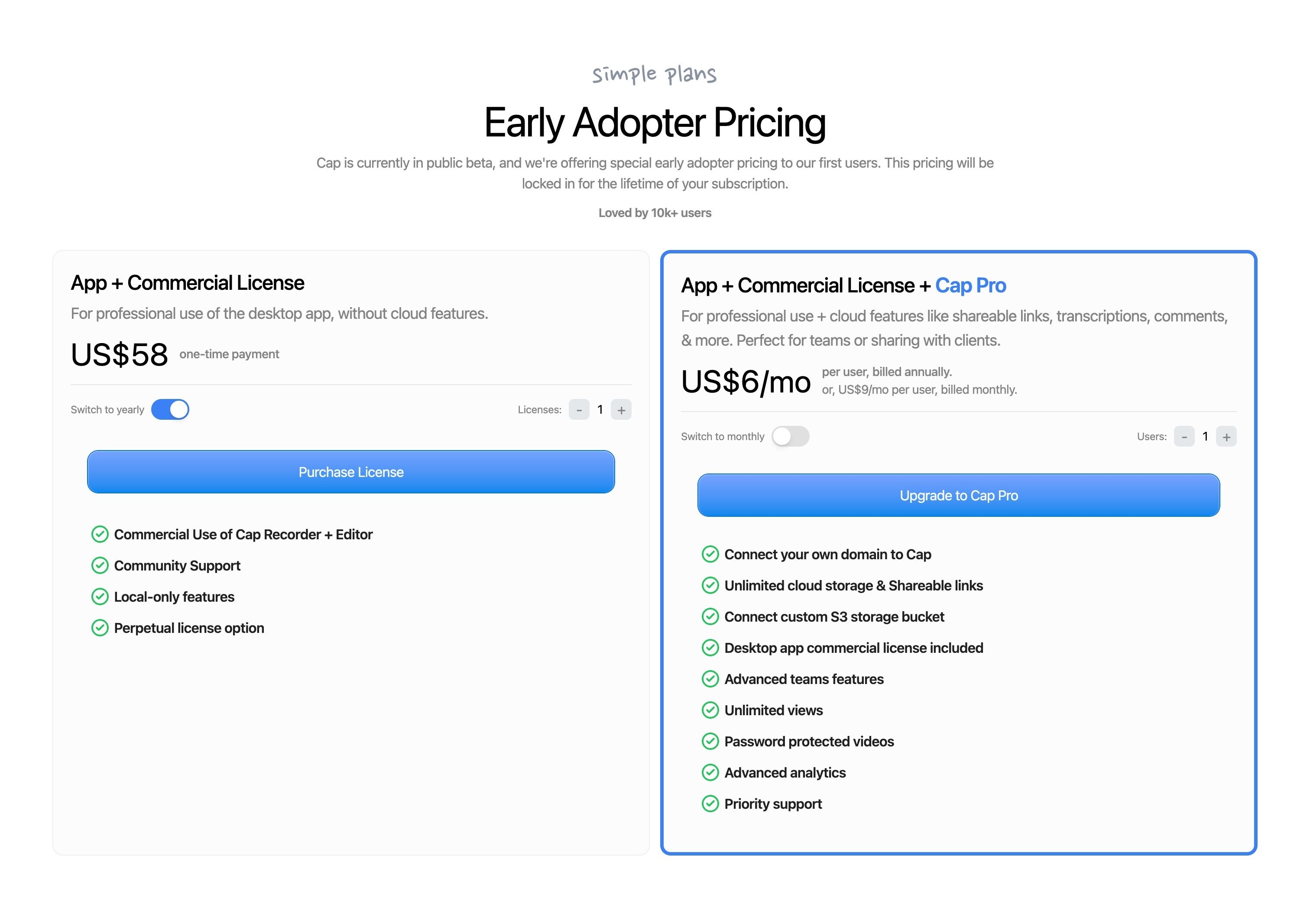 Cap — Pricing