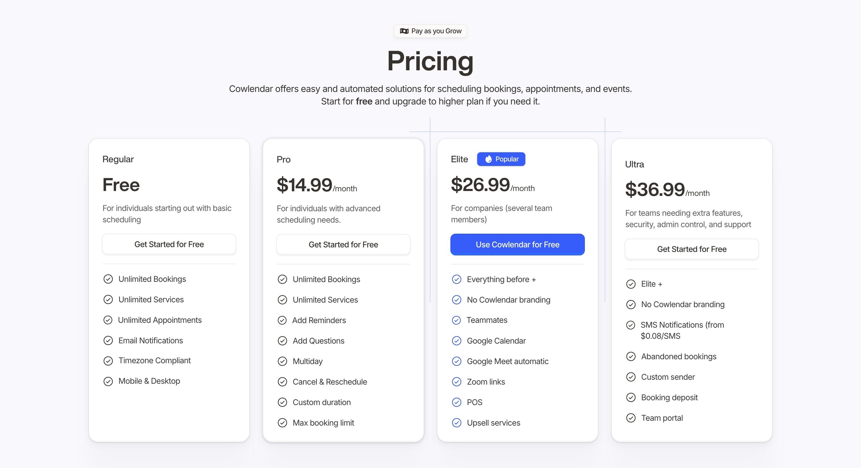 Cowlendar — Pricing