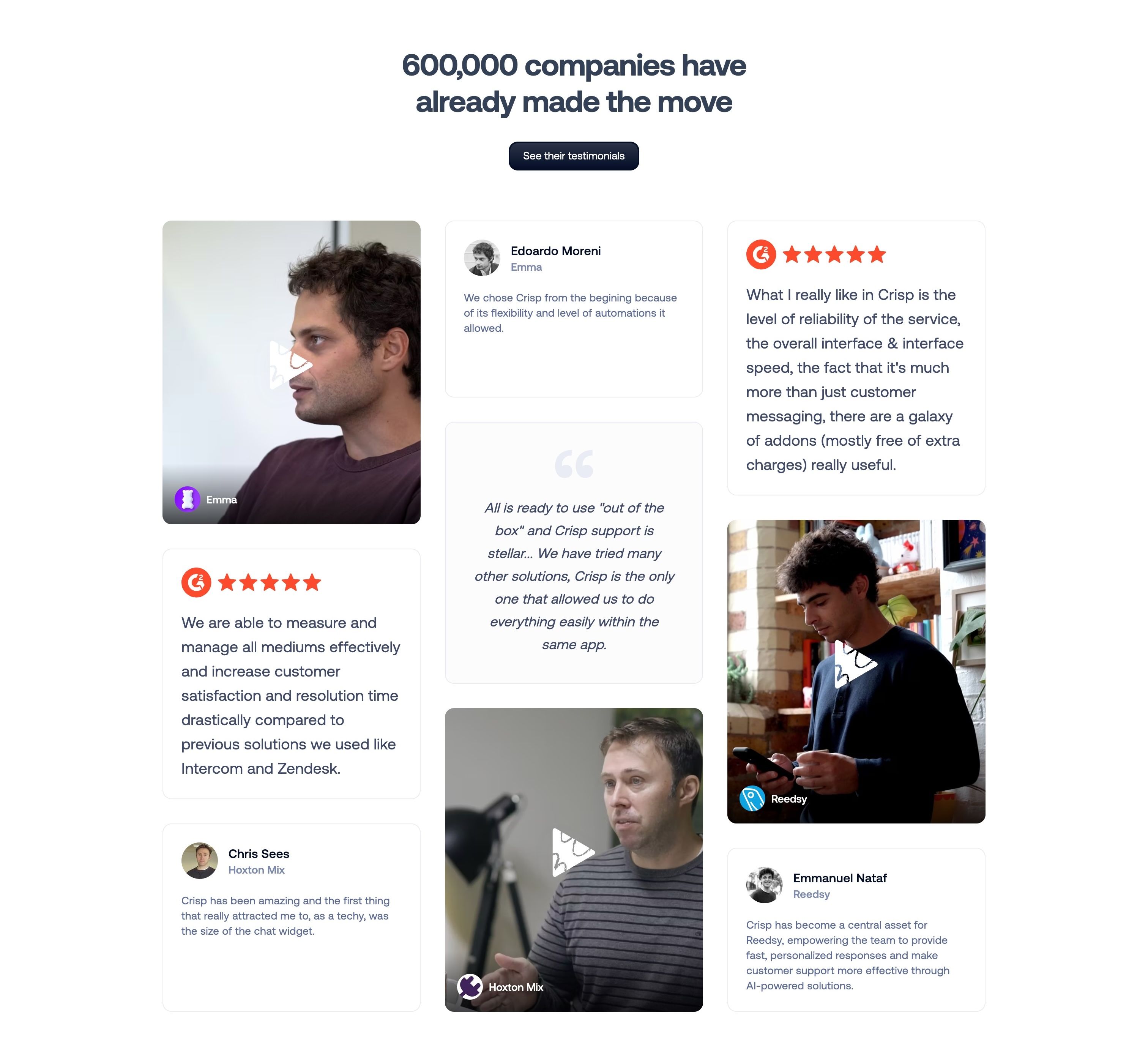 Crisp — Testimonials