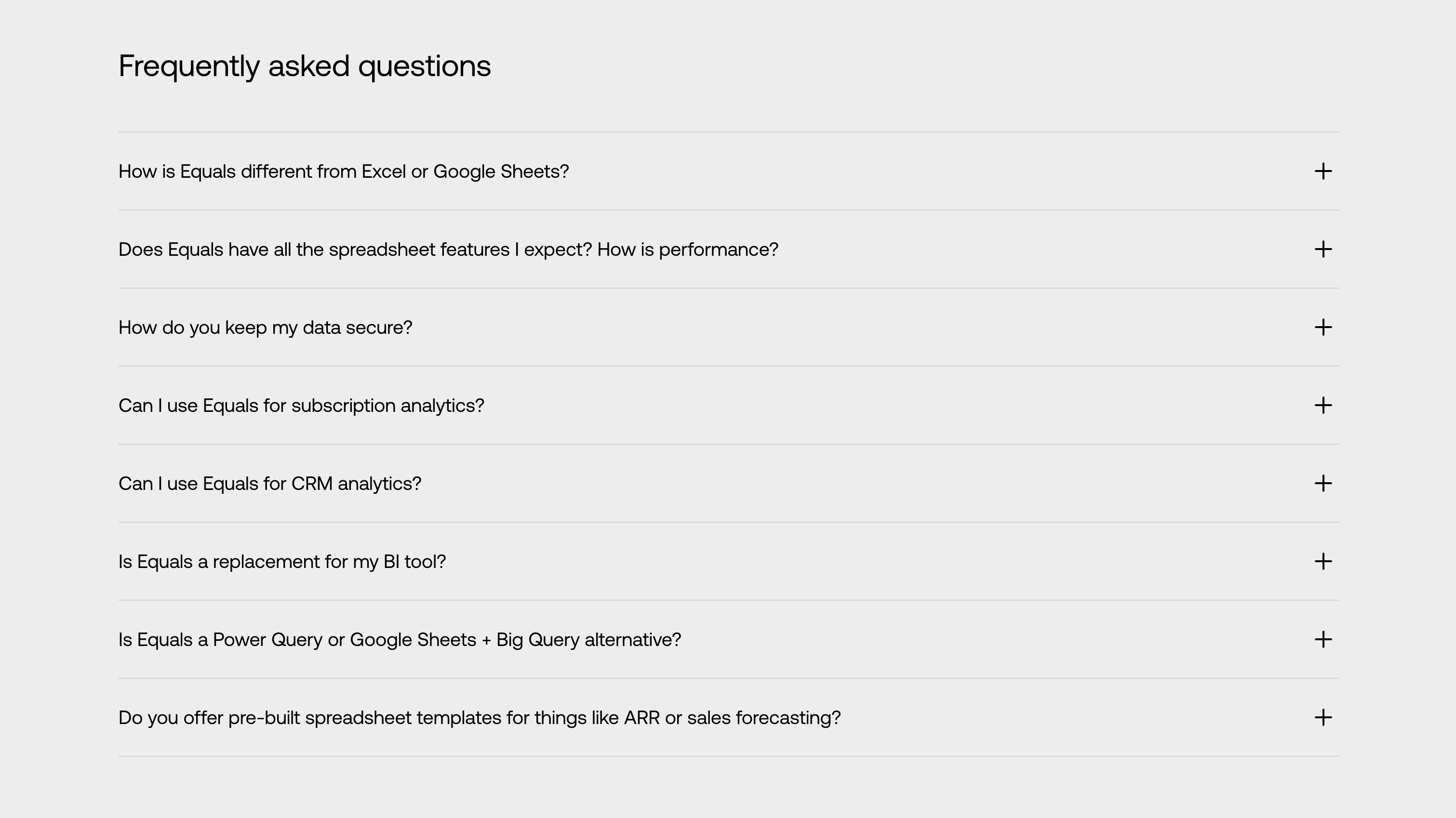 Equals — FAQs