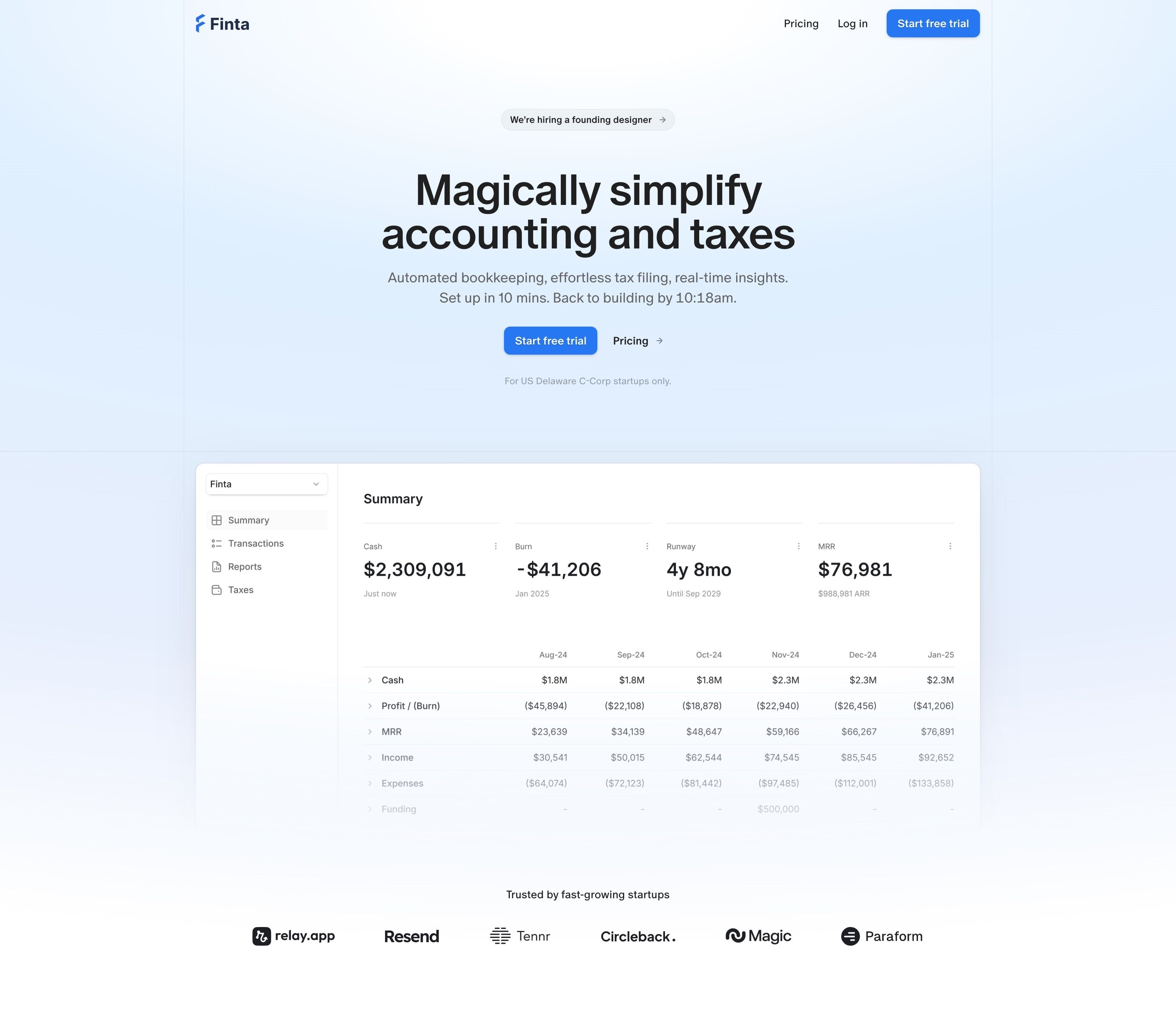 Finta — Hero