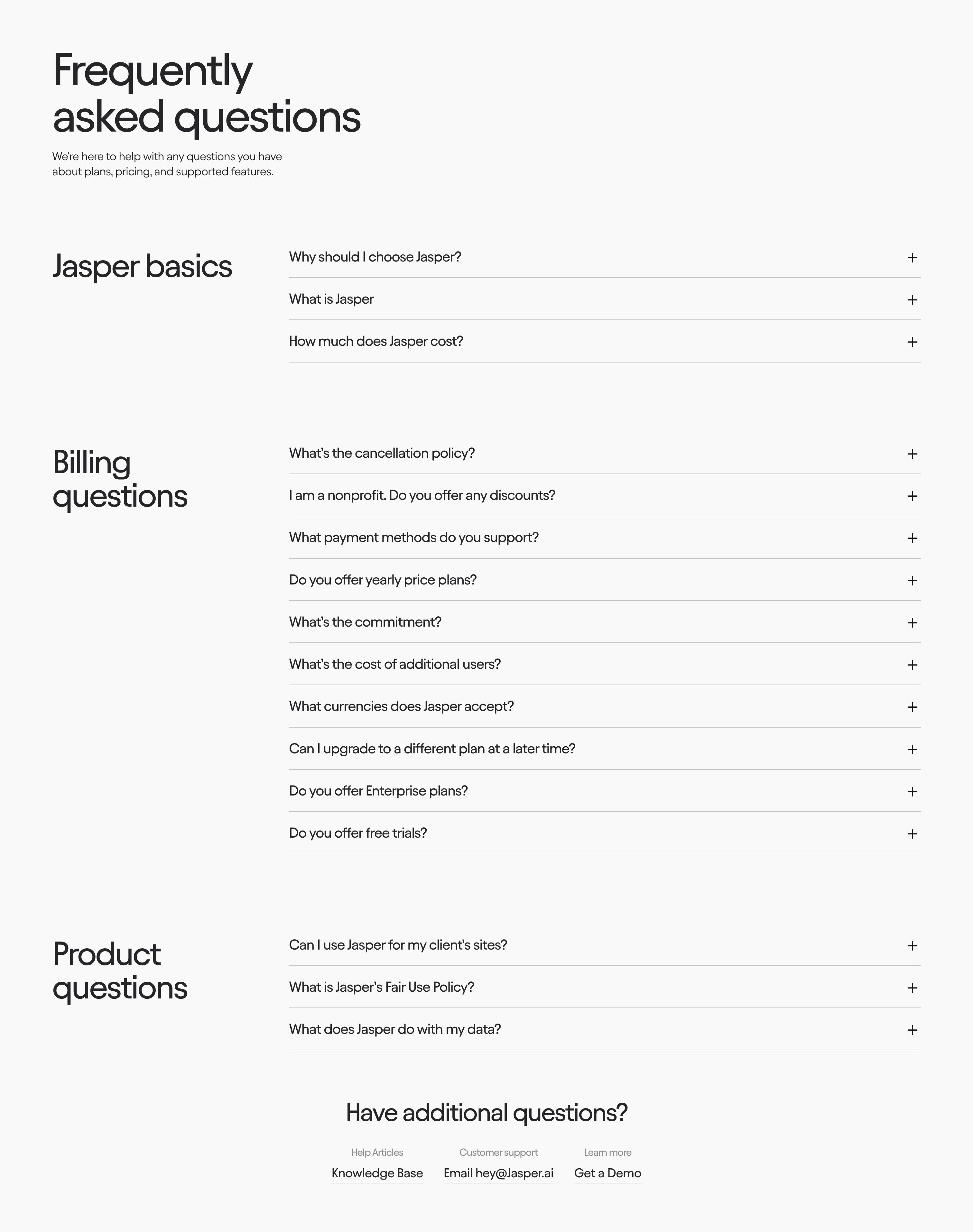 Jasper — FAQs
