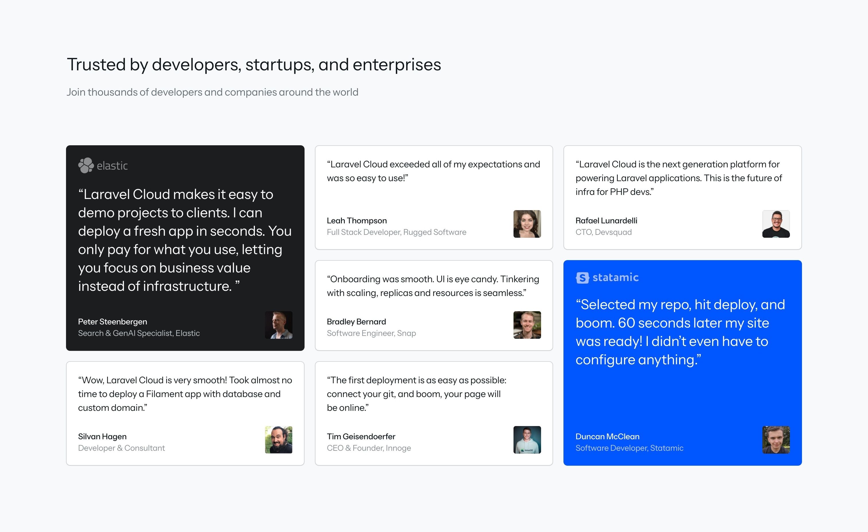 Laravel Cloud — Testimonials