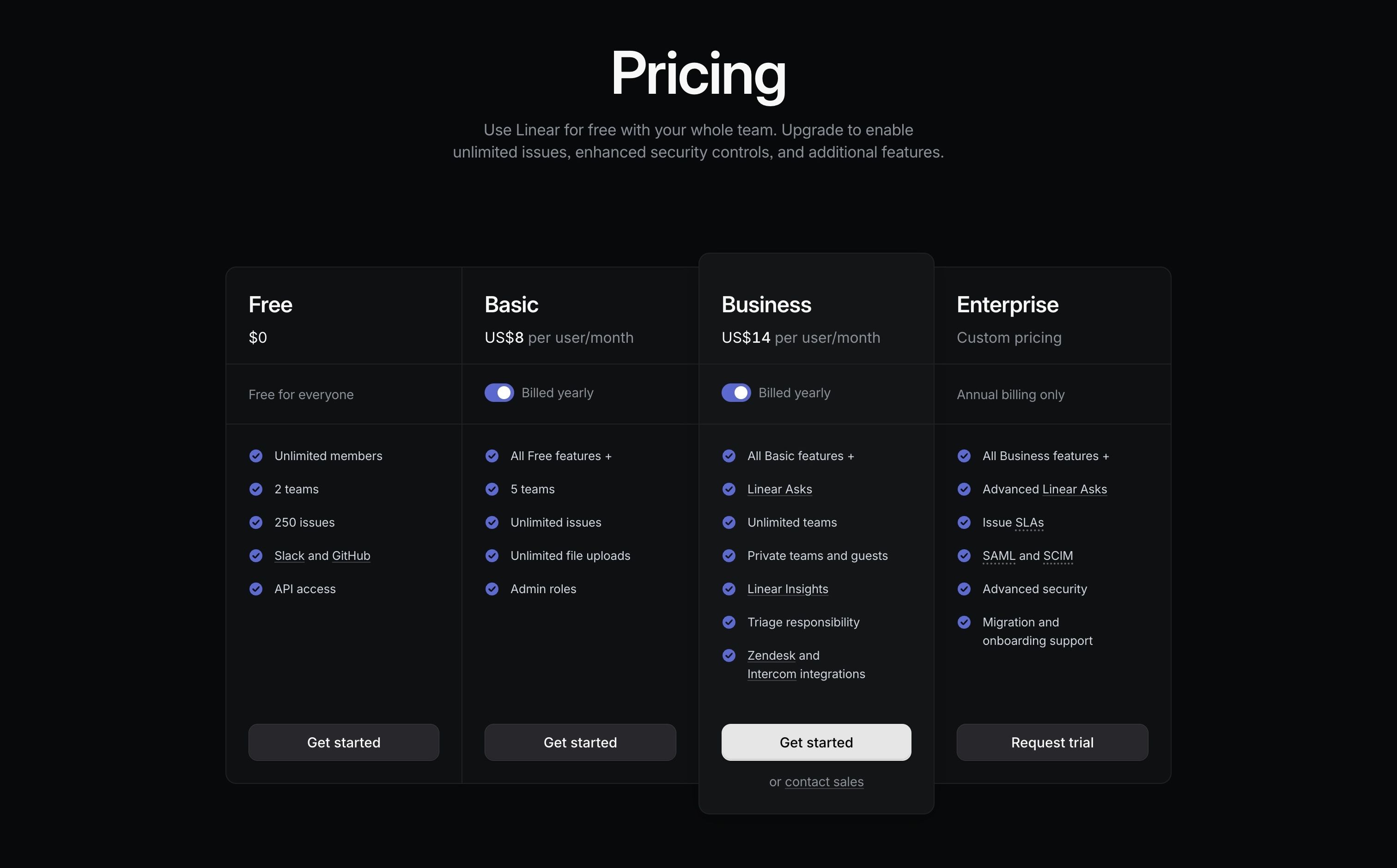 Linear — Pricing