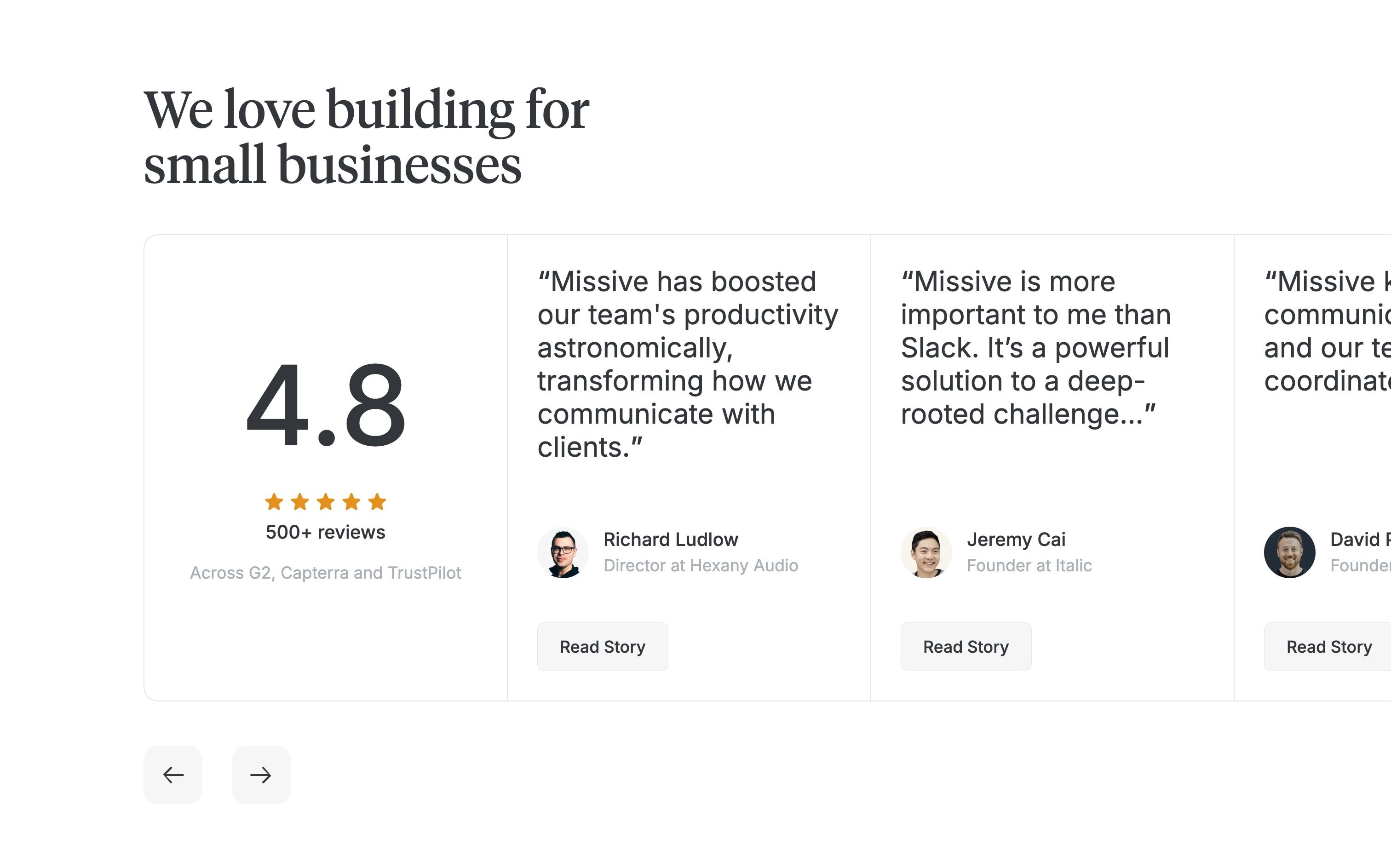 Missive — Testimonials