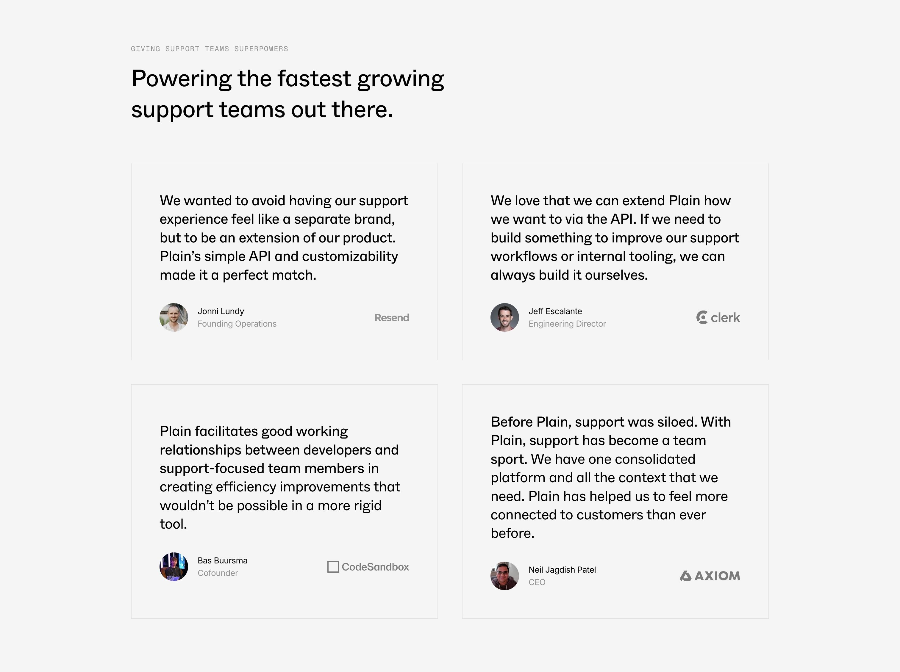 Plain — Testimonials