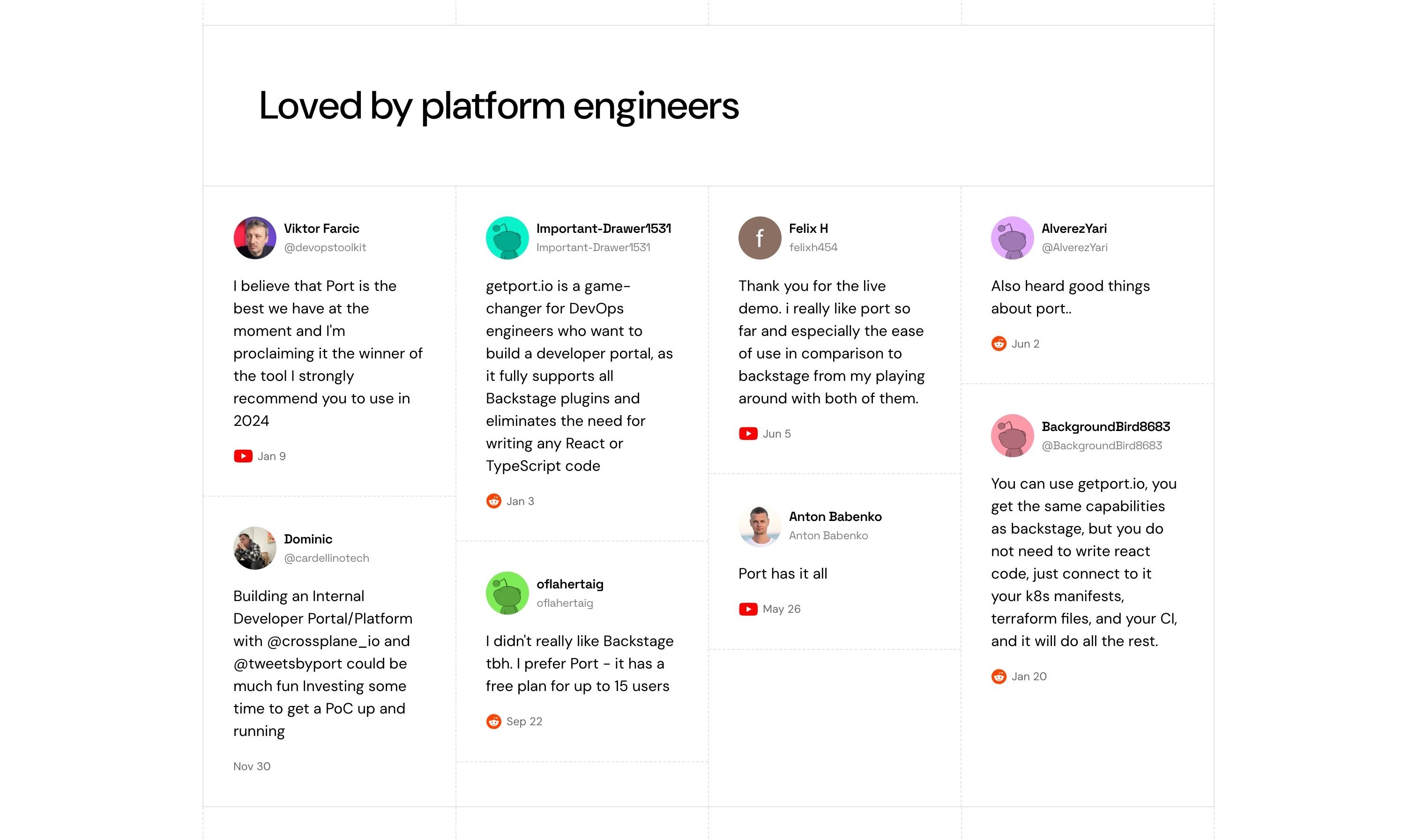 Port — Testimonials