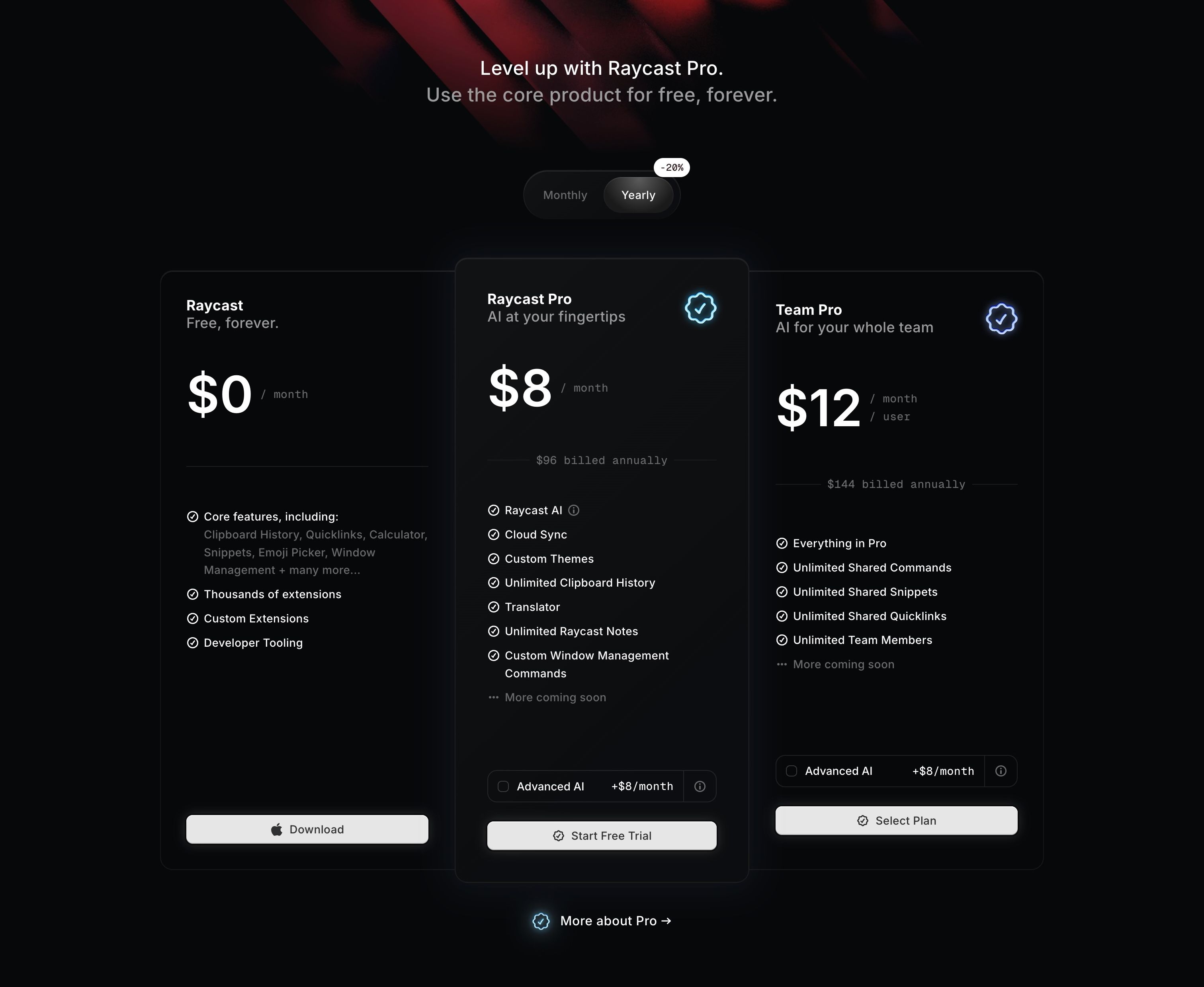 Raycast — Pricing
