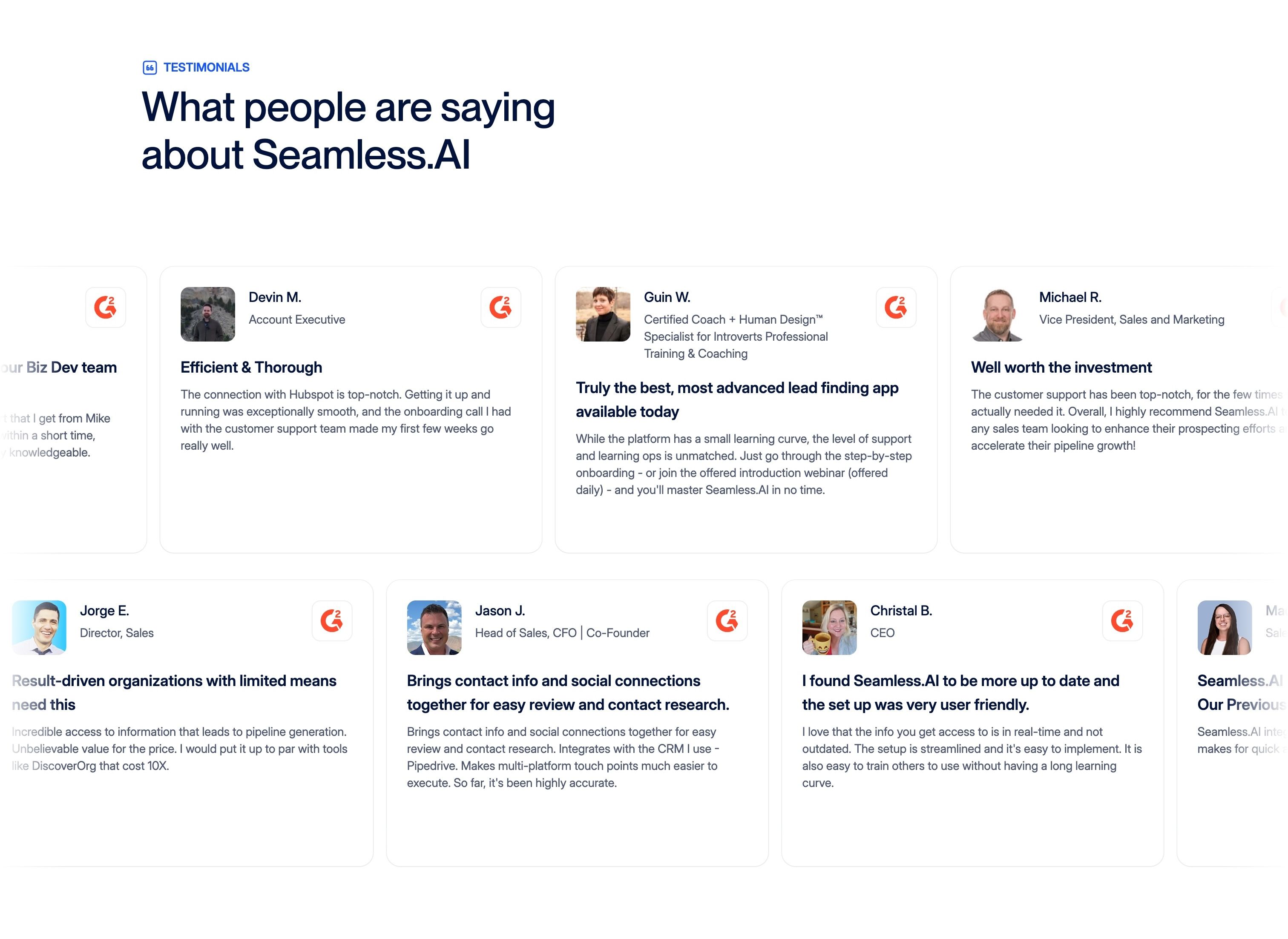 Seamless — Testimonials