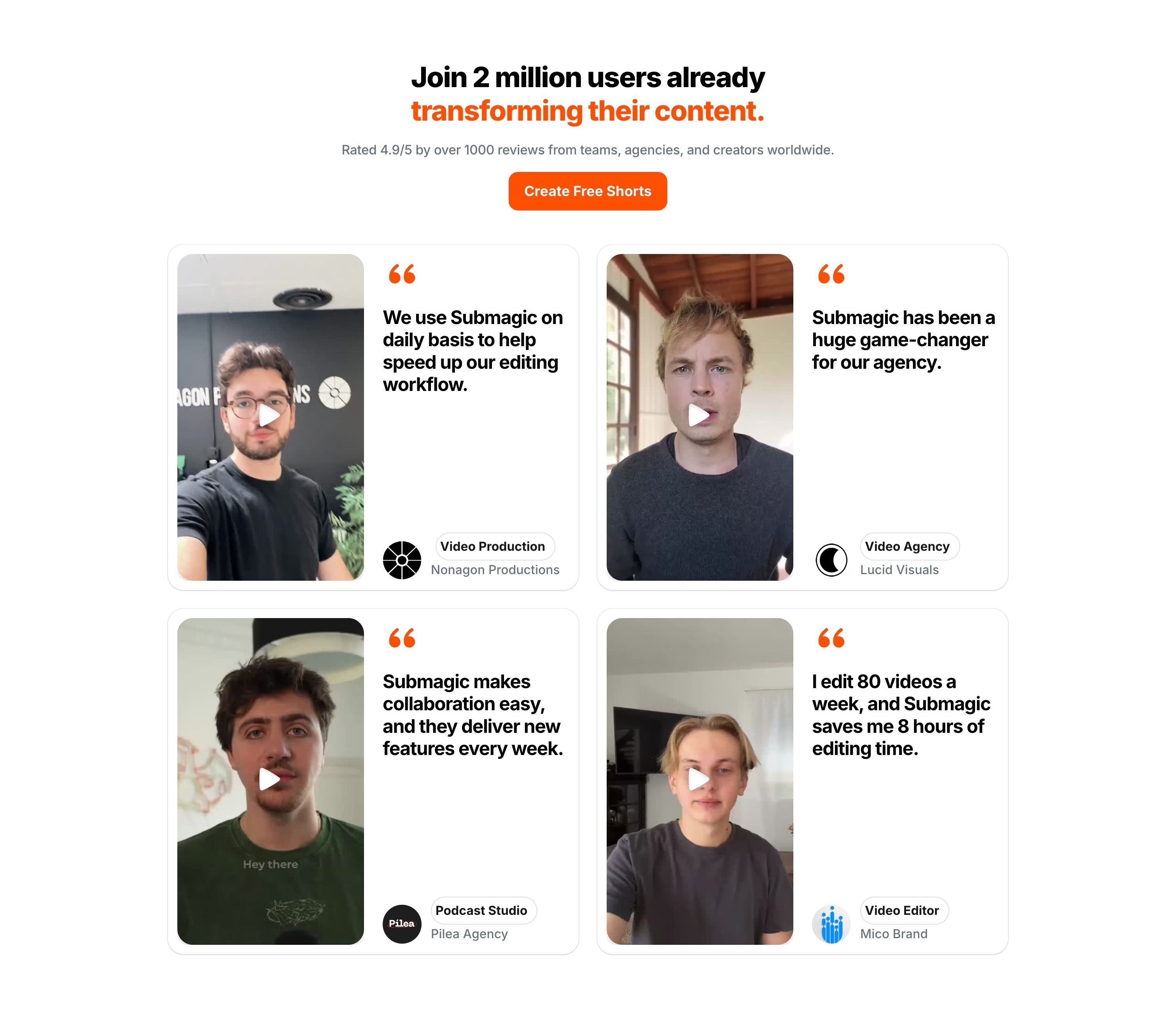 Submagic — Testimonials