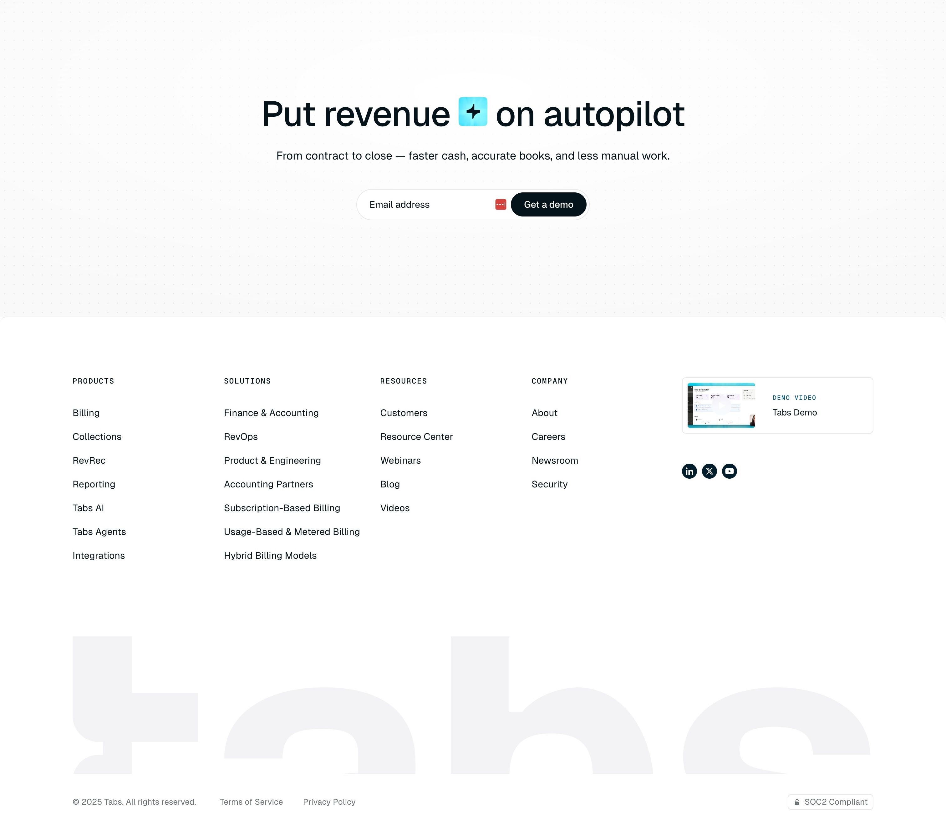 Tabs — Footer