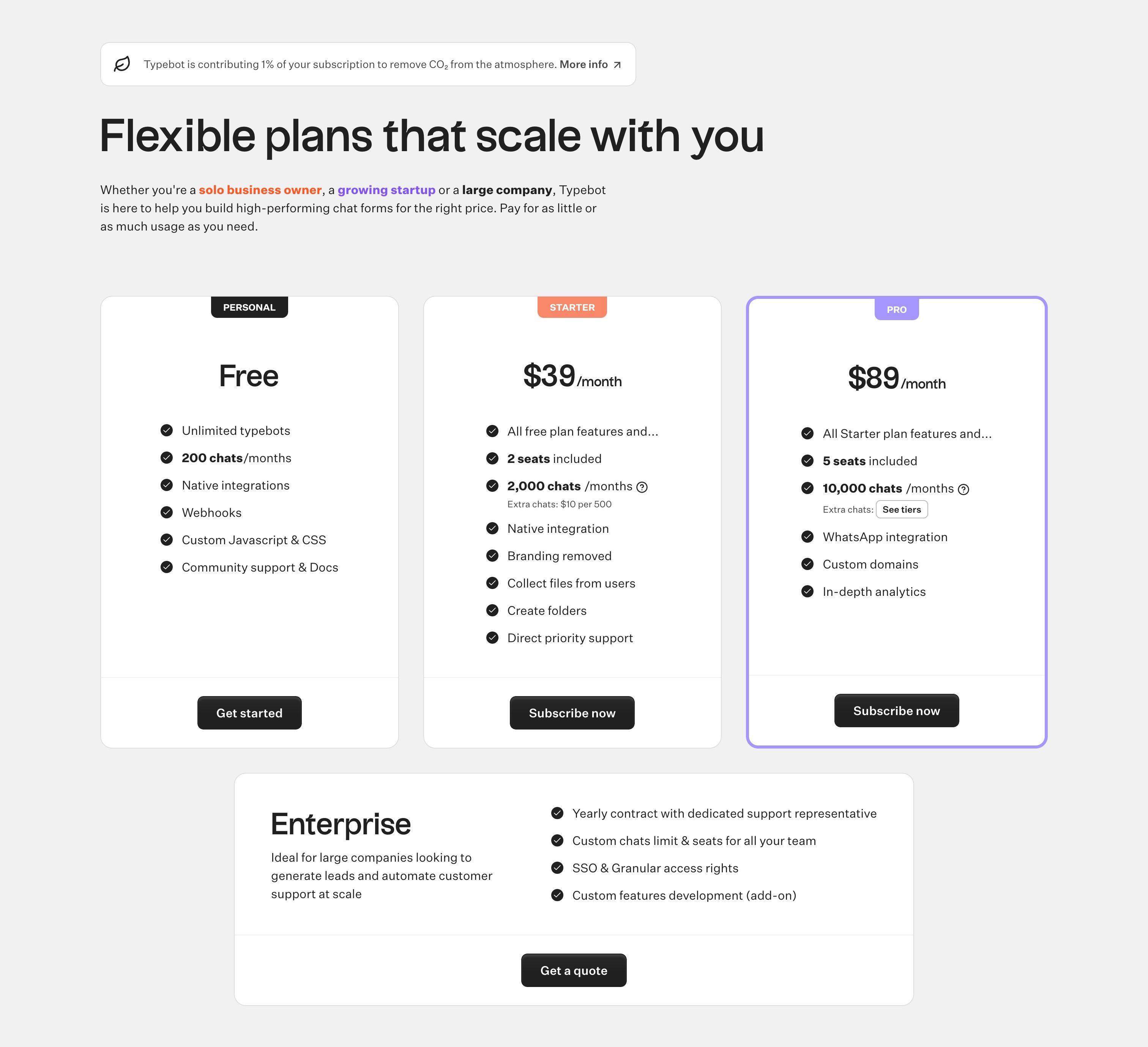 Typebot — Pricing
