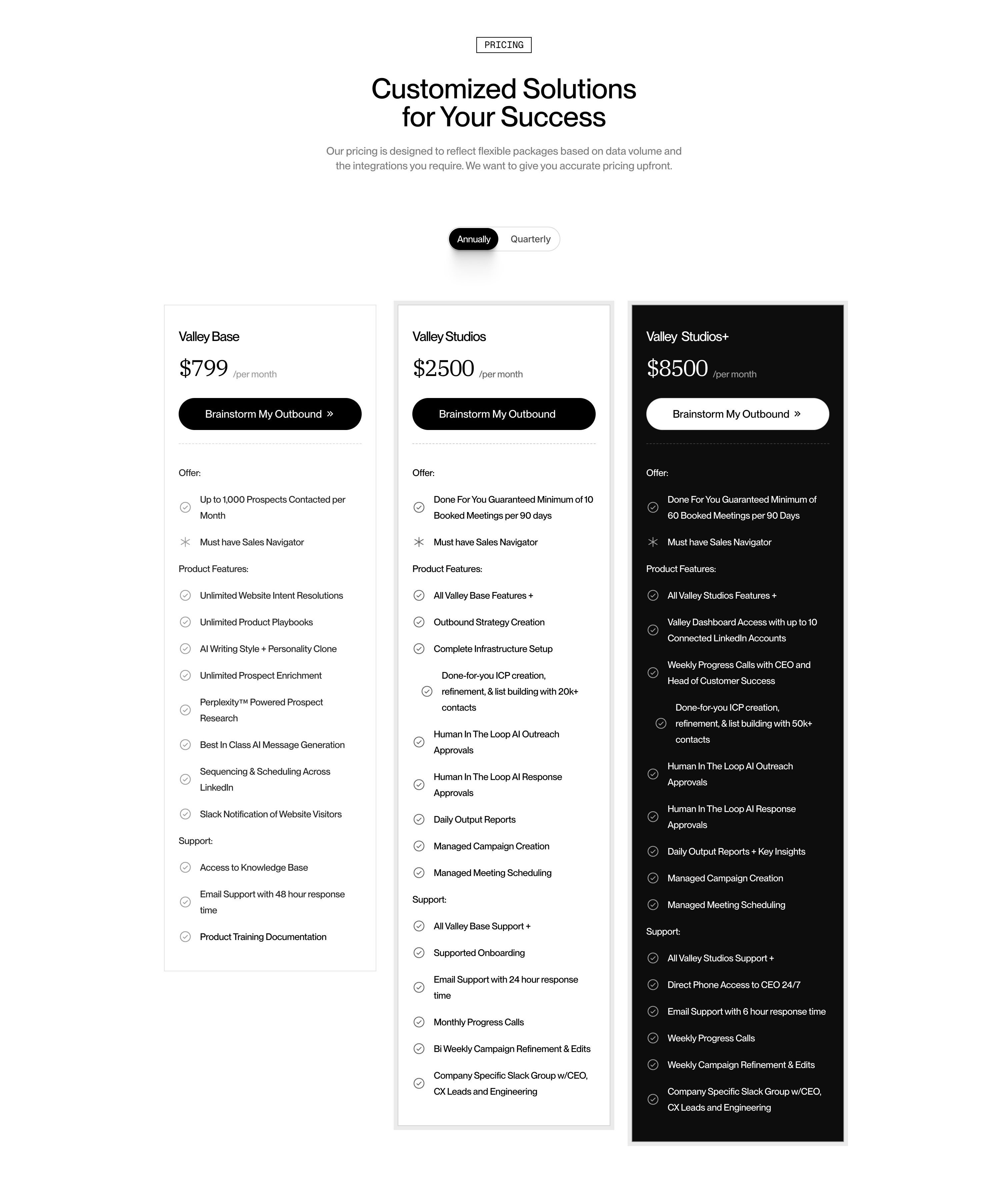 Valley — Pricing