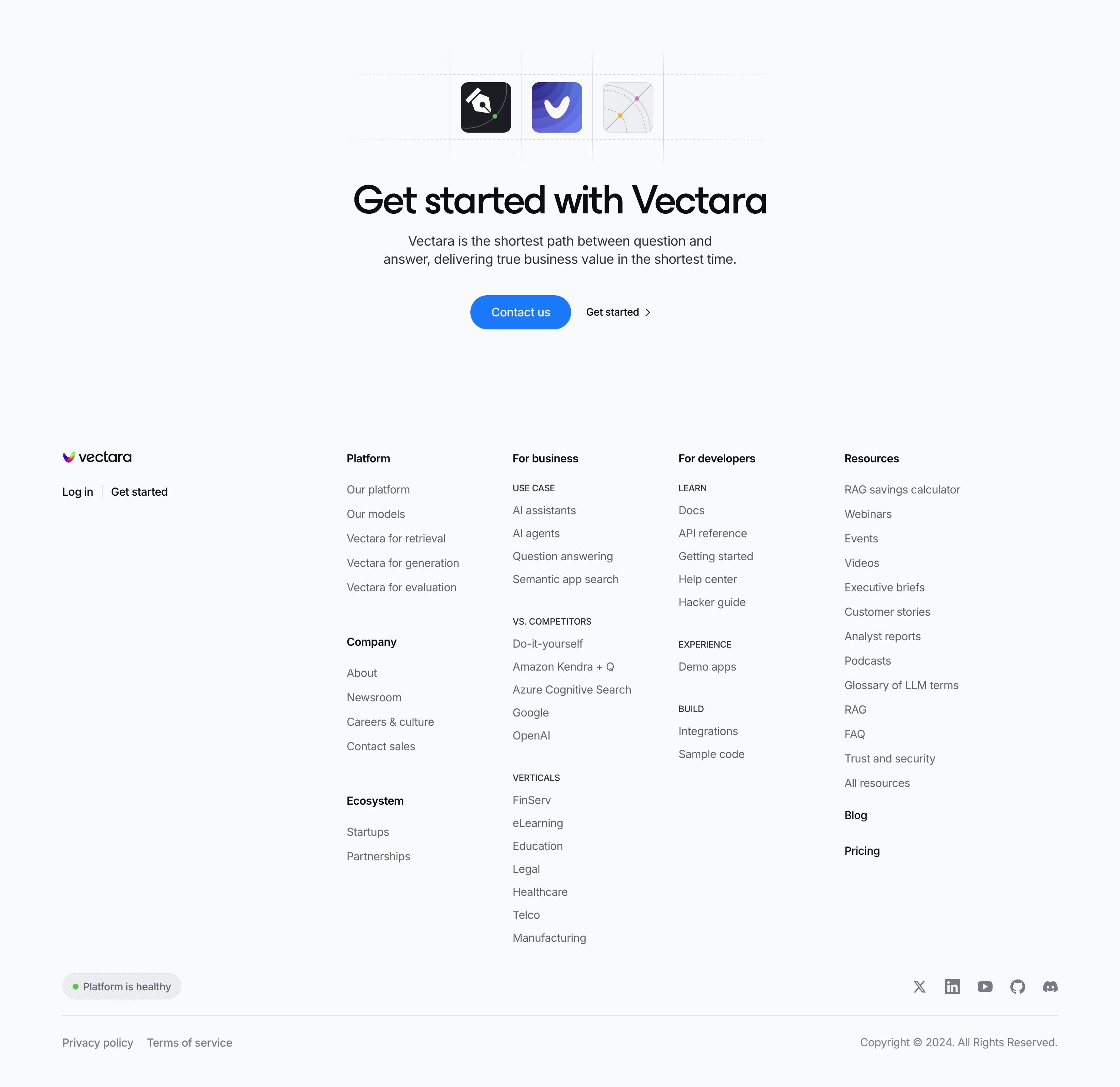 Vectara — Footer