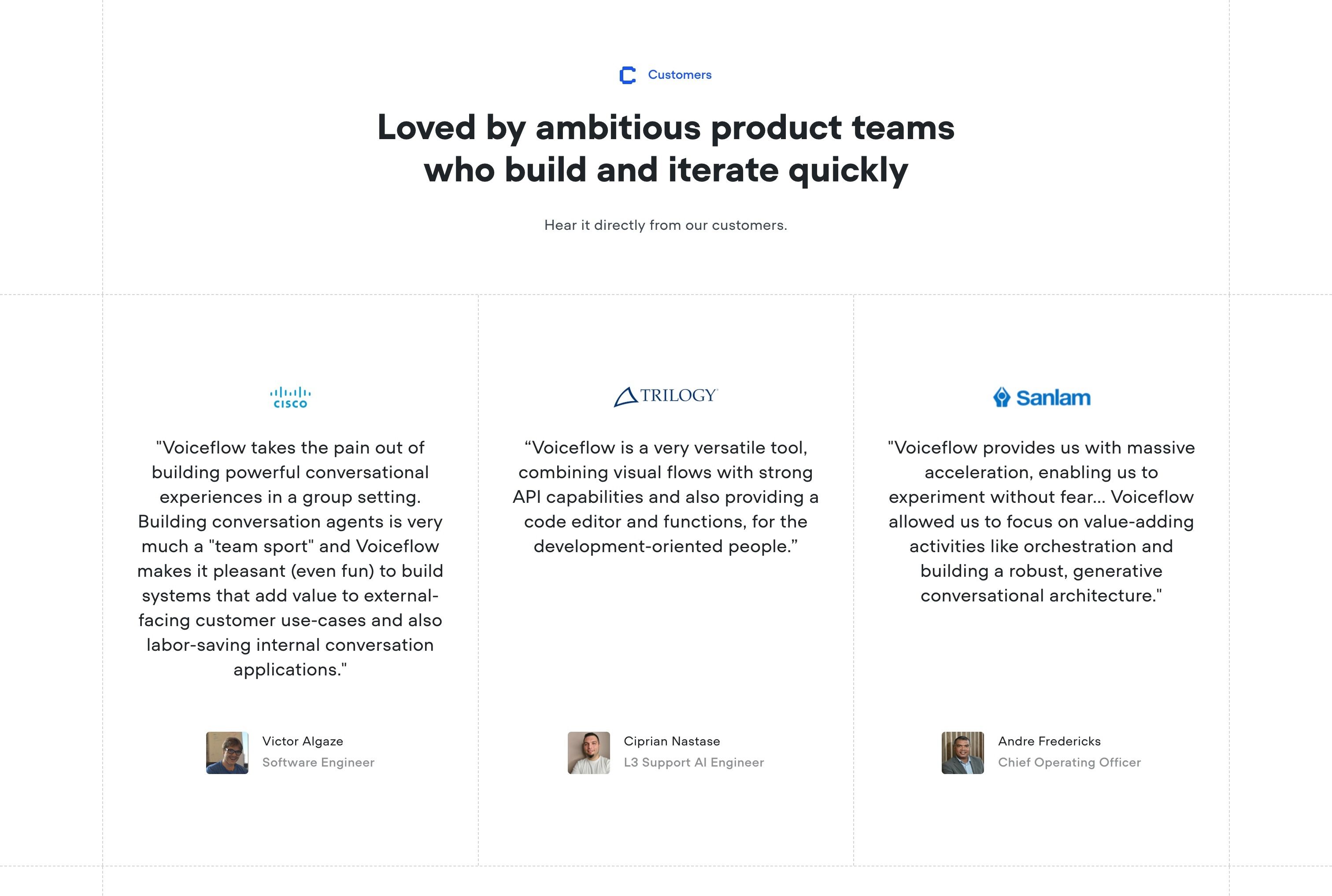 Voiceflow — Testimonials