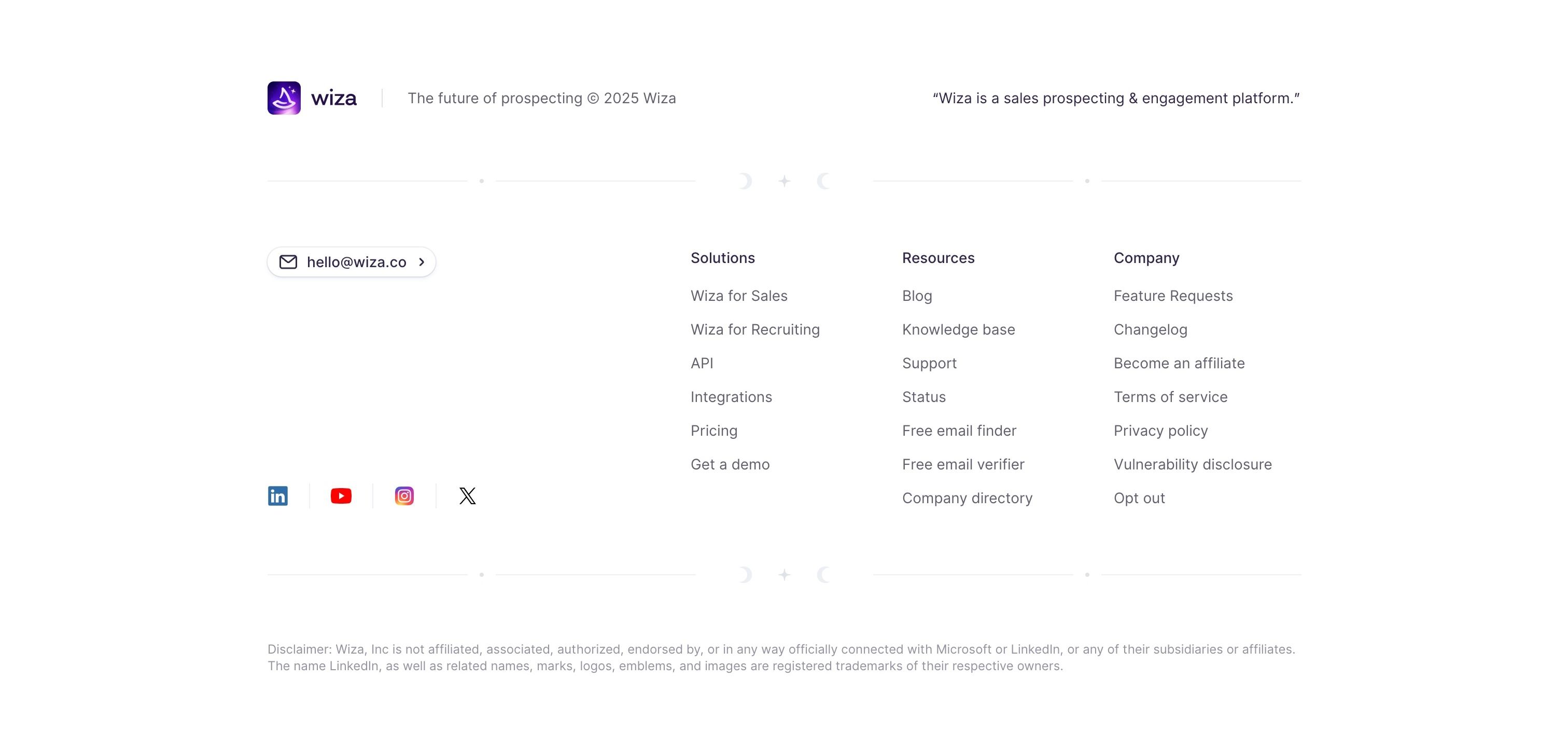 Wiza — Footer