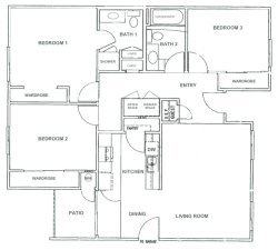 Floor Plan - 3 Bedroom - 2 Bath