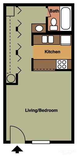 Floor Plan - 0 Bedroom - 1 Bath