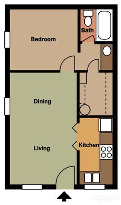 Floor Plan - 1 Bedroom - 1 Bath