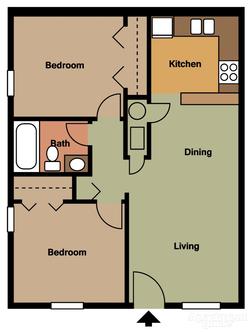 Floor Plan - 2 Bedroom - 1 Bath