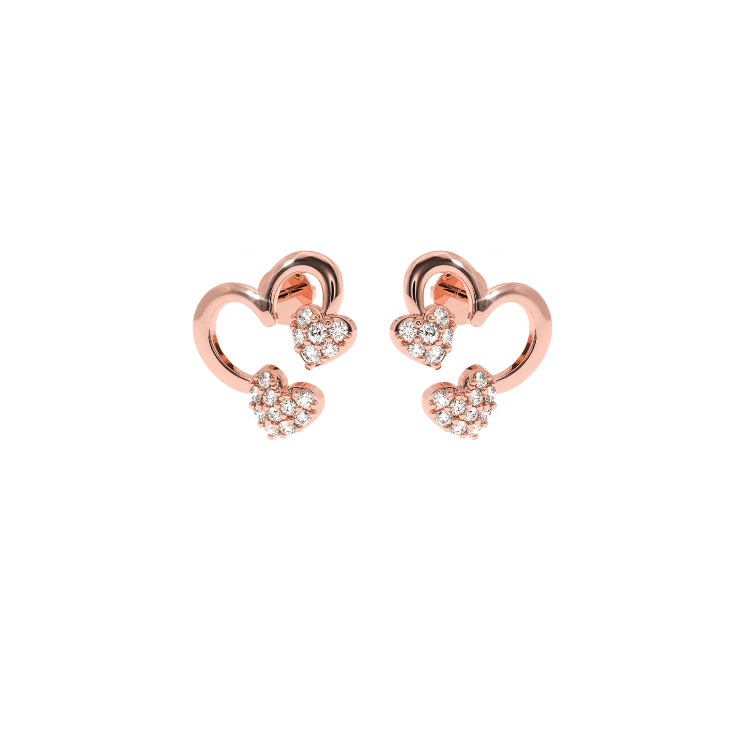 Harmony Hearts Diamond Stud Earrings 1