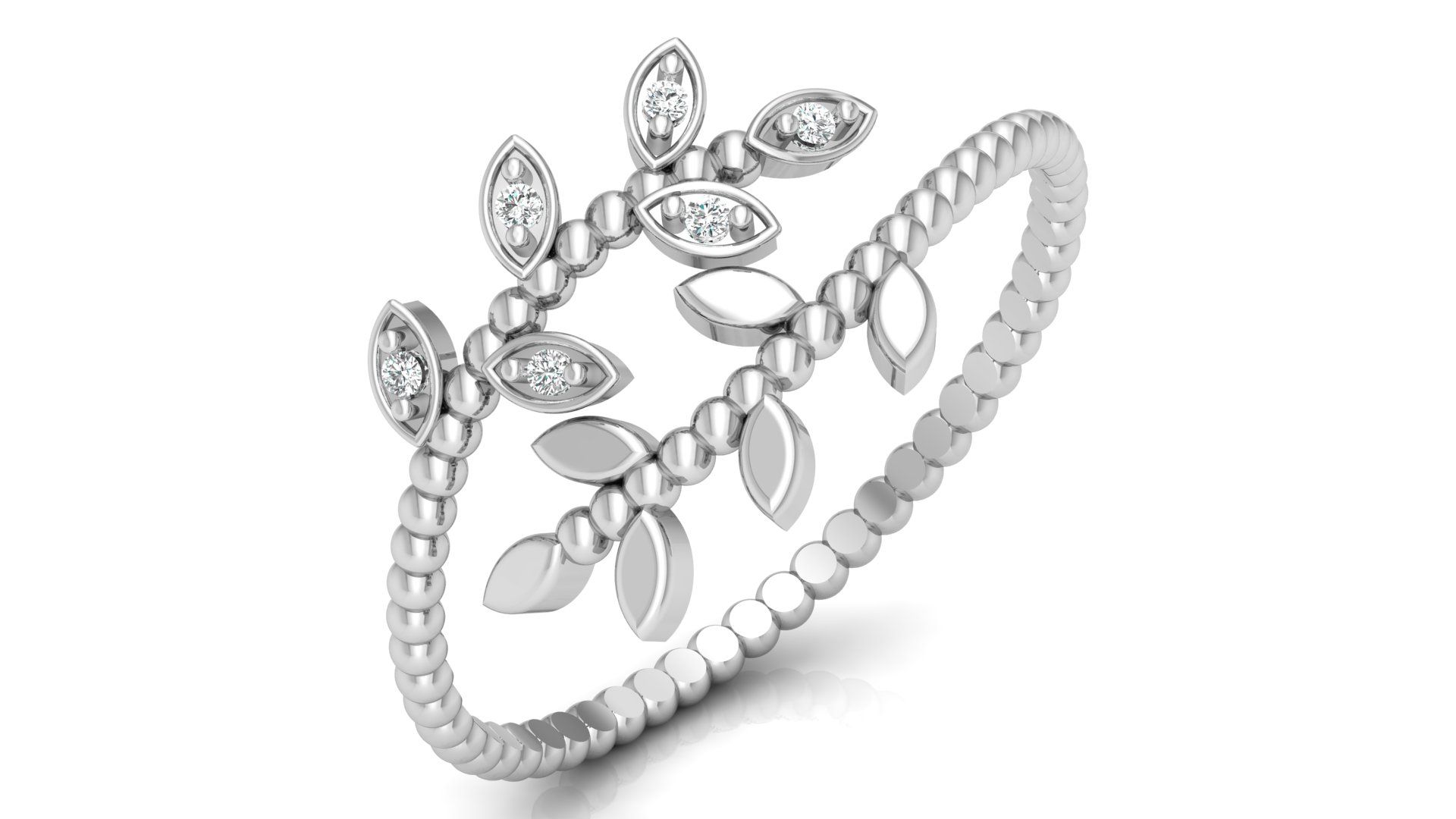 Twirling Leaves Diamond Ring 1