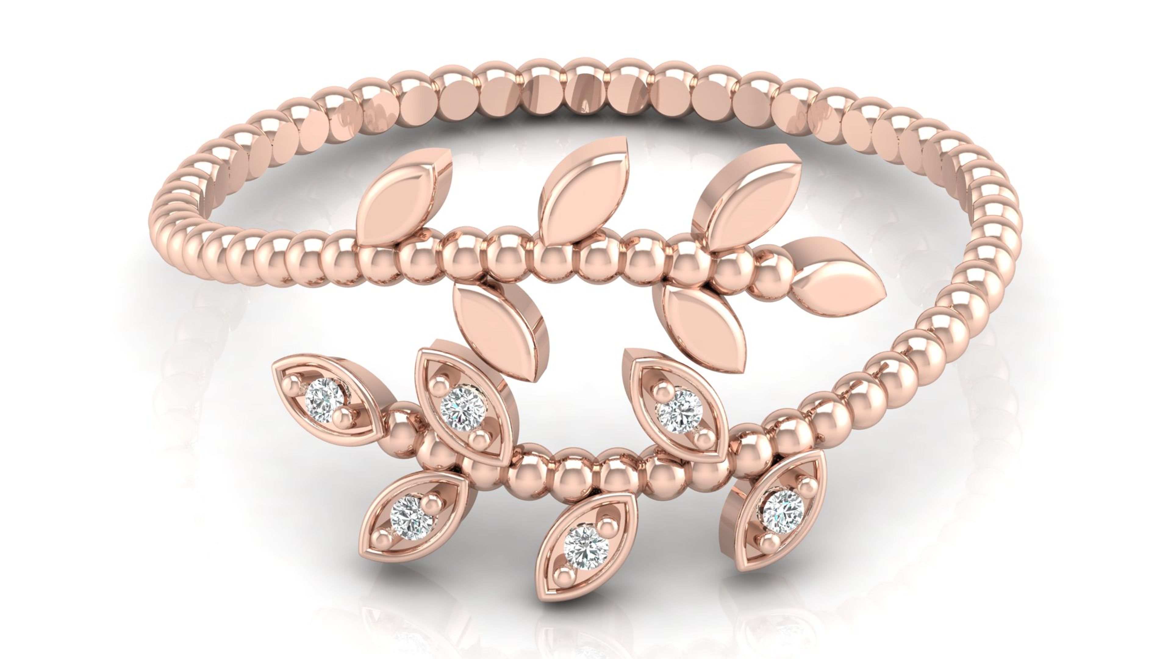 Carousel Twirling Leaves Diamond Ring 4