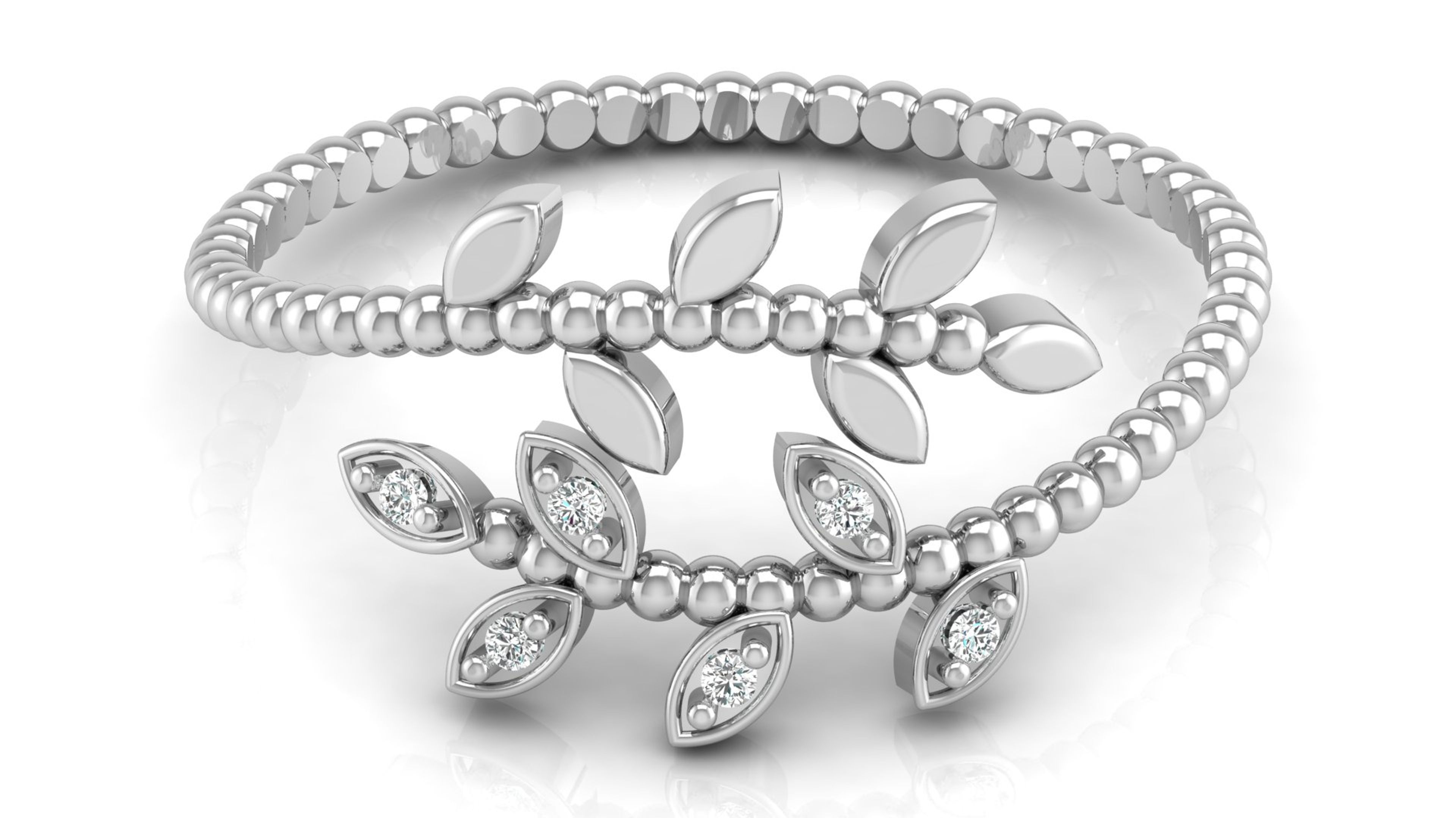 Carousel Twirling Leaves Diamond Ring 2