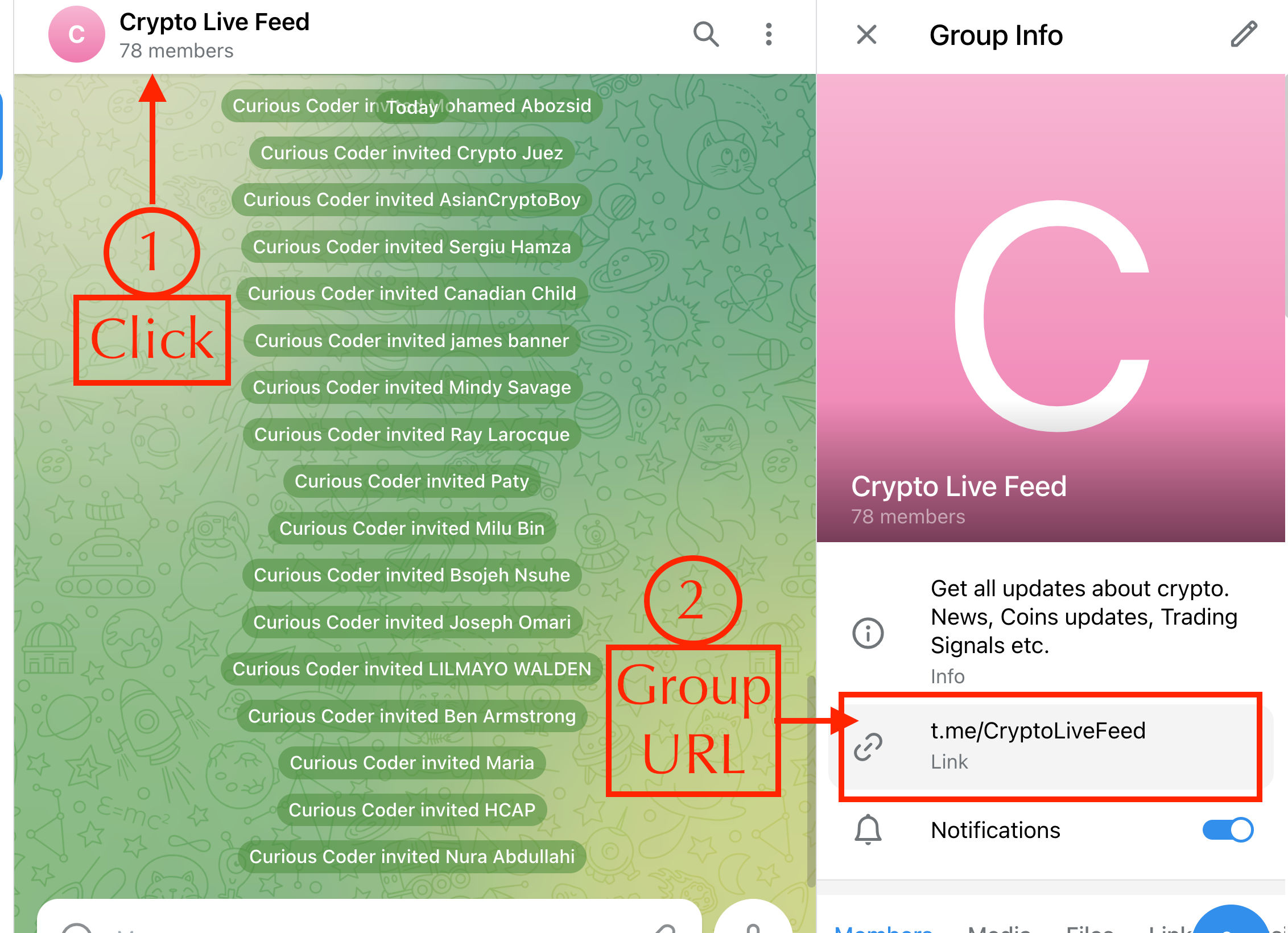 Telegram group member scraper- how to get group url
