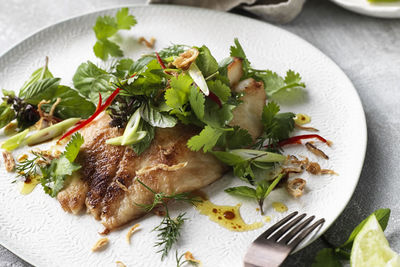 Quick Pan-Fried Fish with a Fresh Herb Salad