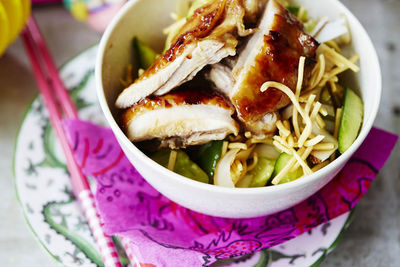 Lime and Ginger Chicken with Cucumber and Coconut Noodle Salad