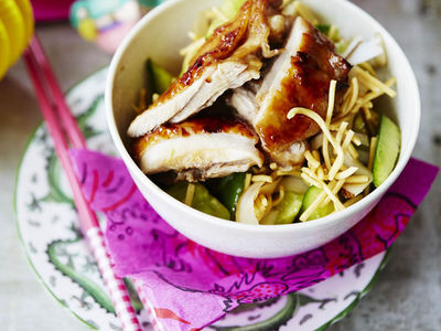 Lime and Ginger Chicken with Cucumber and Coconut Noodle Salad