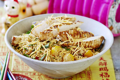 Spiced Chicken with Couscous and Noodle Salad