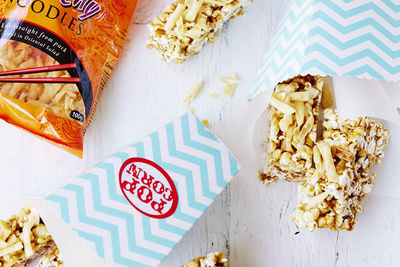 Crunchy Salted Caramel Coated Popcorn Bars