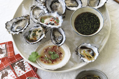 Oysters with three dressings