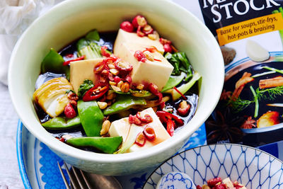 Chinese Master Stock Tofu and Asian Greens