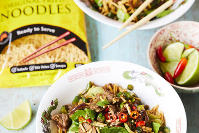 Peppered Beef and Crispy Noodles stir fry