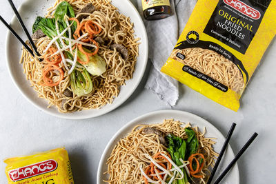 Fried Noodle Nest with Soy Beef Noodles