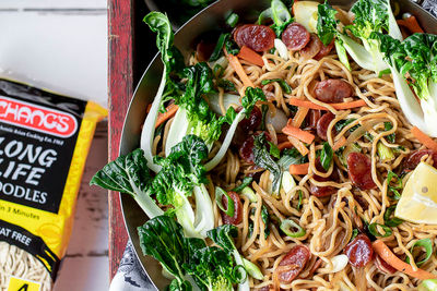 Noodle Stir Fry with Chinese Sausage