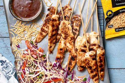 Orange Skewers with Noodle Salad