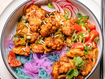 Fried Chicken with Unicorn Noodles