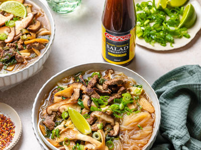 Beef and Mushroom Noodles Soup