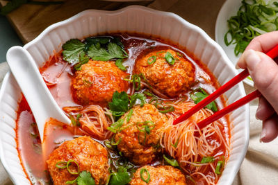 Vietnamese Meatballs in Garlic Tomato Broth (Xiu Mai)