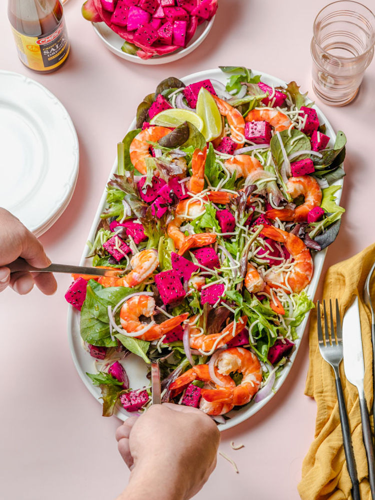 Dragon Fruit Salad with Prawns