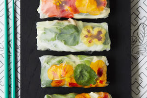 Vegan Rice Paper Rolls with Spring Florals